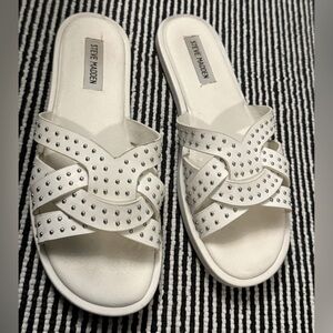 Steve Madden White Studded Sandal - Size 8.5